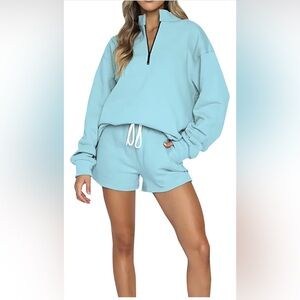 Light Blue Sweatshirt‎ and Shorts Set